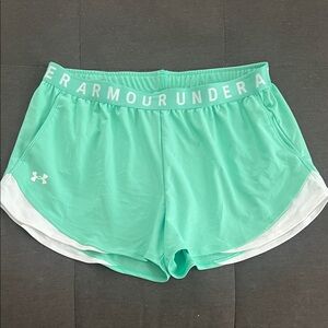 Under Armour Women's Aqua and White Athletic Shorts